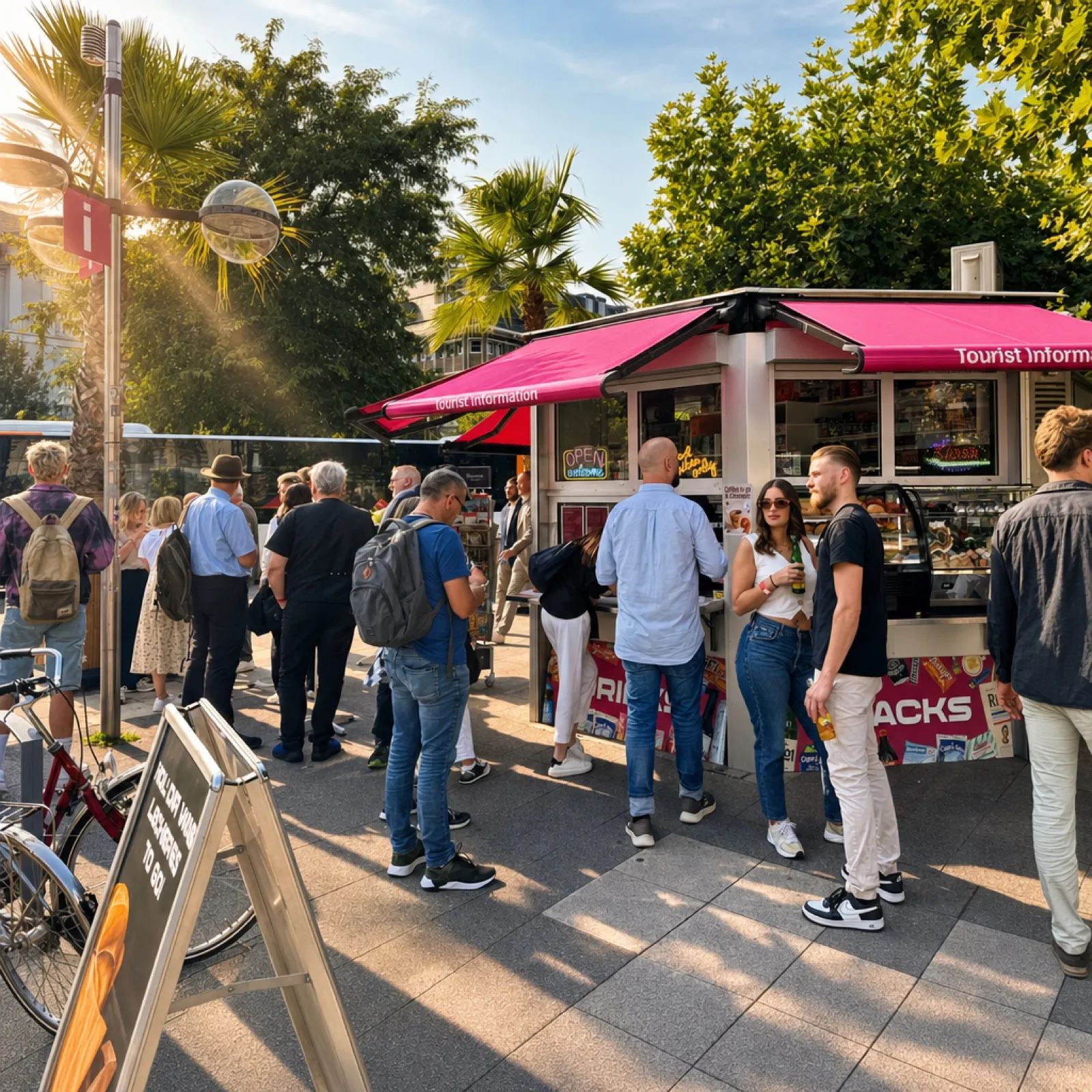 Gäste am Kiosk im Sommer